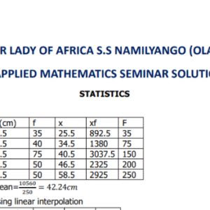 APPLIED  MATHEMATICS SEMINAR SOLUTIONS 2025