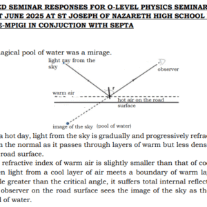 Physics UCE Seminar Responses at St Joseph of Nazareth Mpigi