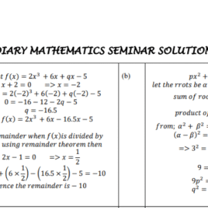SUBSIDIARY MATHEMATICS SEMINAR SOLUTIONS 2025